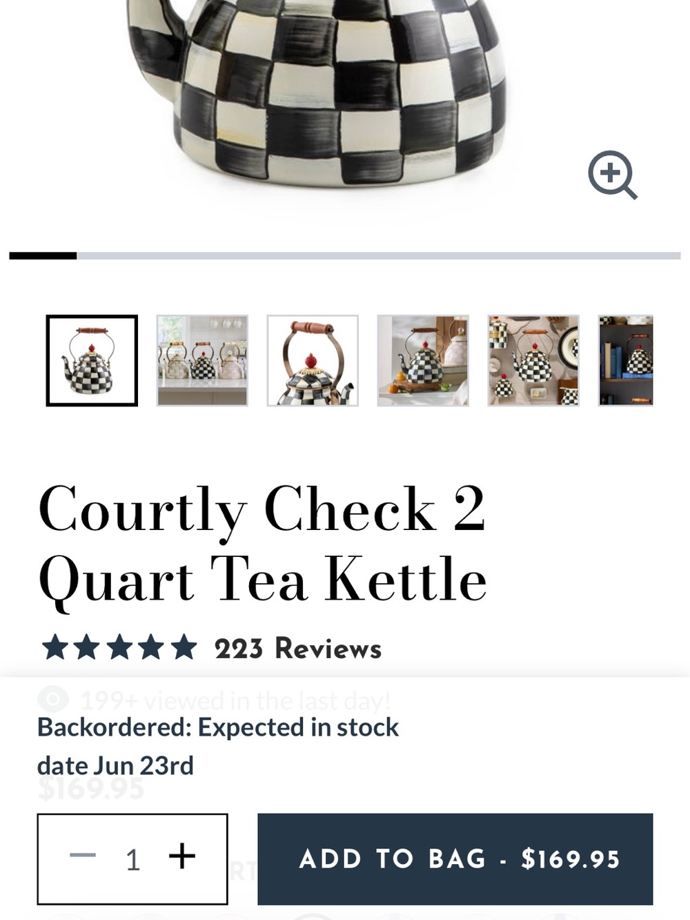 MacKenzie-Childs 2 Qt Courtly Check Teakettle Still in original box, never used. - Picture 4 of 5